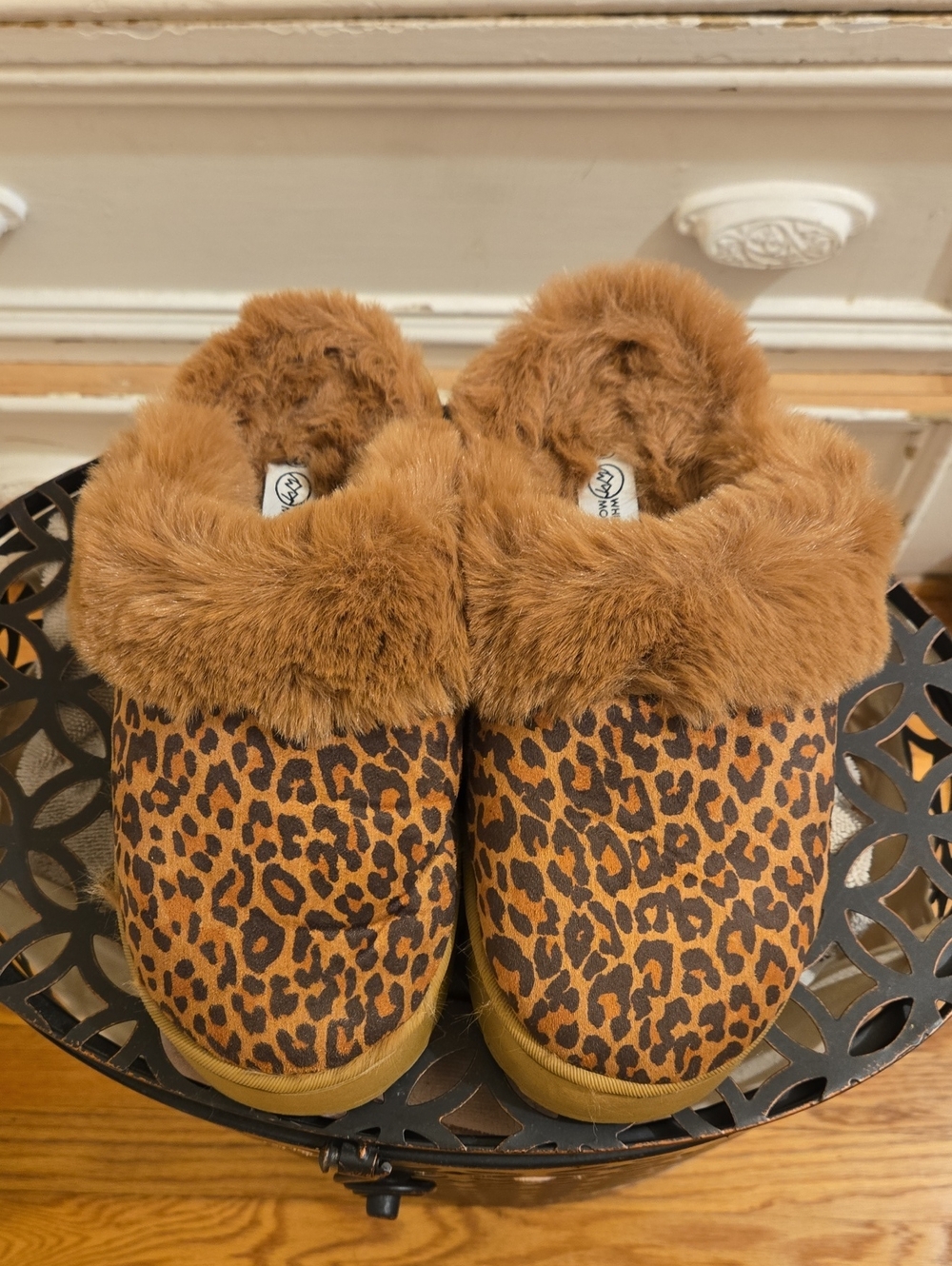 White Mountain Animal Print Faux Fur-lined Slippers Eu Sz 40-41 🩴